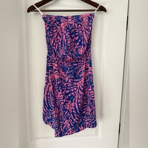 Lilly Pulitzer XS pink and Navy strapless Dress or cover-up